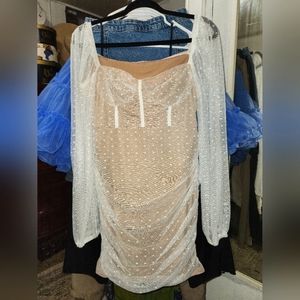 Shein ruched cream dress, size S/M Excellent condition.